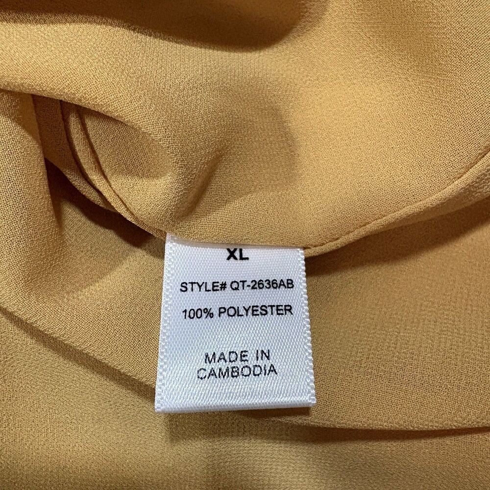 Zenana Outfitters Blouse XL Mustard Yellow Flutter Sleeve Lightweight  Women - Picture 4 of 9